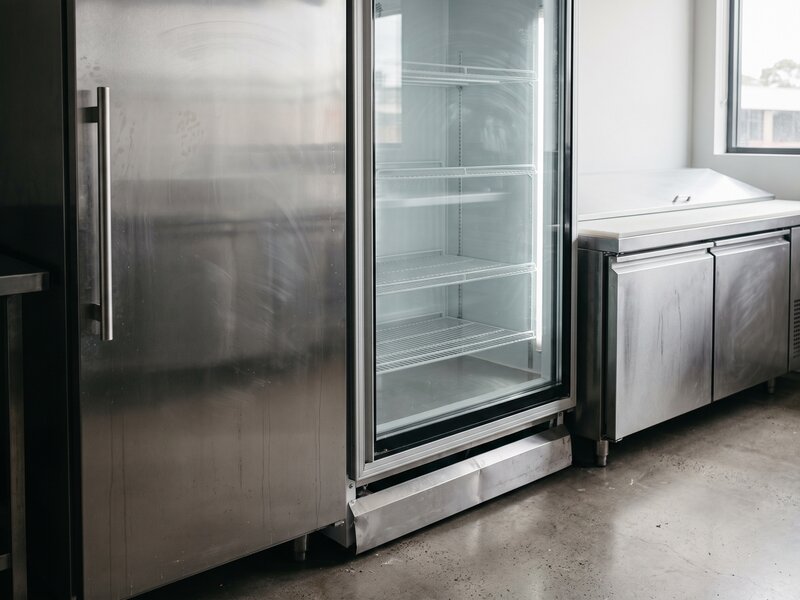 Stainless-steel commercial refrigerator and freezer cabinets