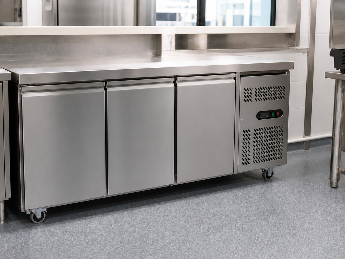 Stainless-steel undercounter commercial refrigerator