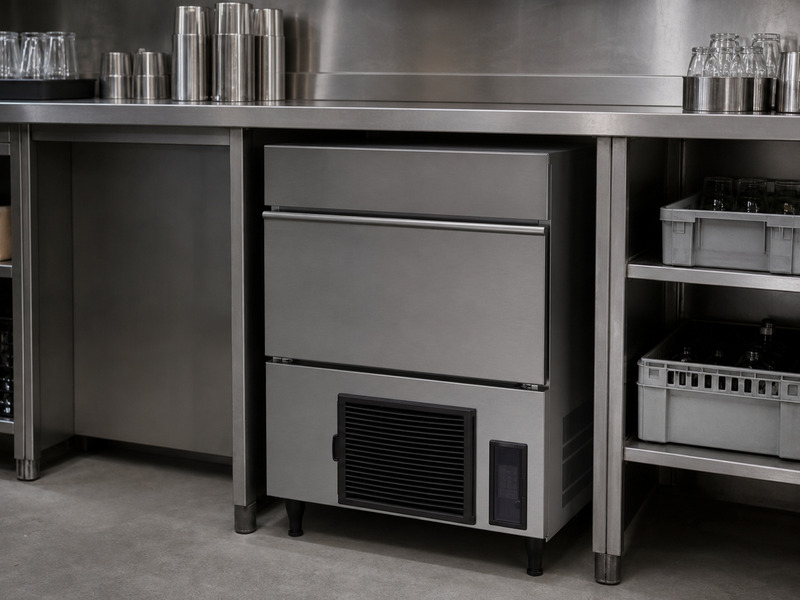 Hoshizaki commercial ice machine and ice bin in a Sydney bar