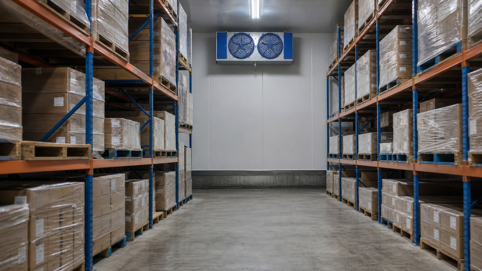 Food processing facility with large-format cold storage